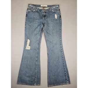 Vtg Mossimo Denim Low Rise Flare Jeans Women's Size 11 32x32 Distressed Y2K